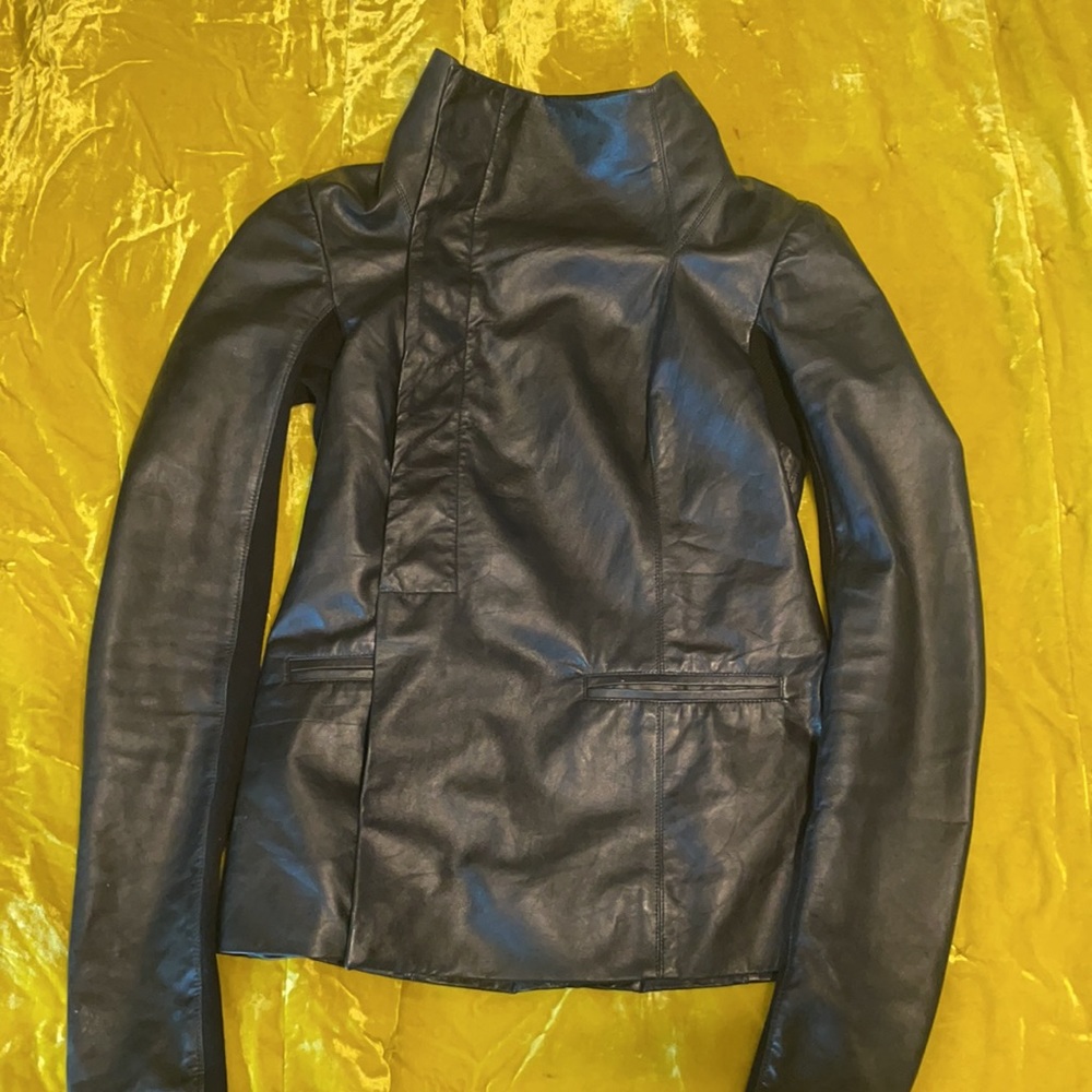 Rick Owens Black Leather Jacket
